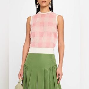 L Lela Rose Check Knit Tank Top